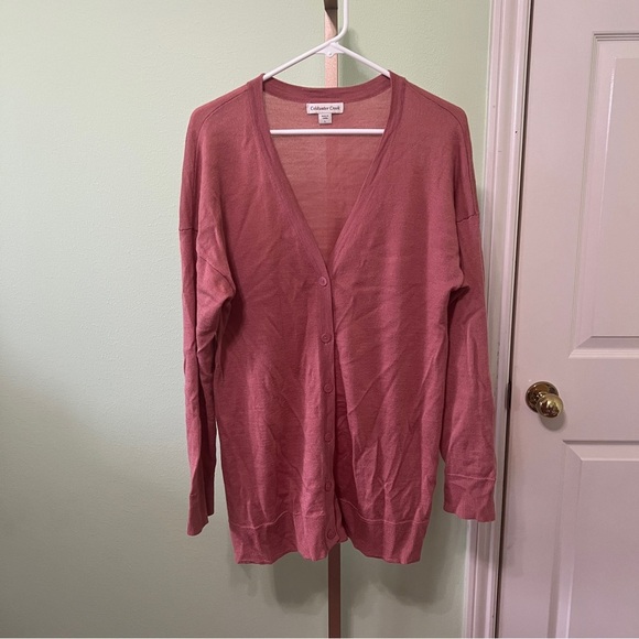 Coldwater Creek cardigan wool blend long sleeve button up Mauve Large - Picture 1 of 6